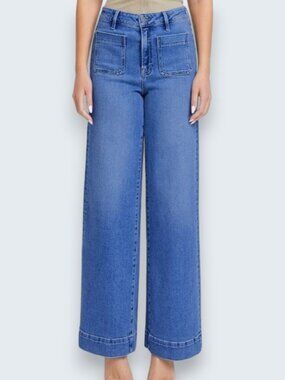 Bagatelle Collection high rise cropped wide leg jeans blue women's size 30